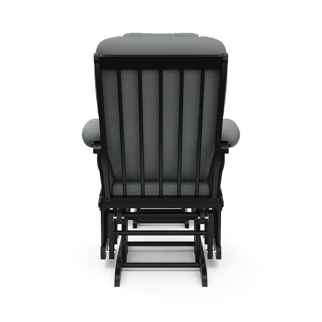Storkcraft Tuscany Glider with Ottoman (Black/Gray) — GREENGUARD Gold Certified, Bonus Lumbar Cushion Included, Solid Wood Base, Smooth Motion, Award-Winning Nursery Rocking Chair, Glider and Ottoman
