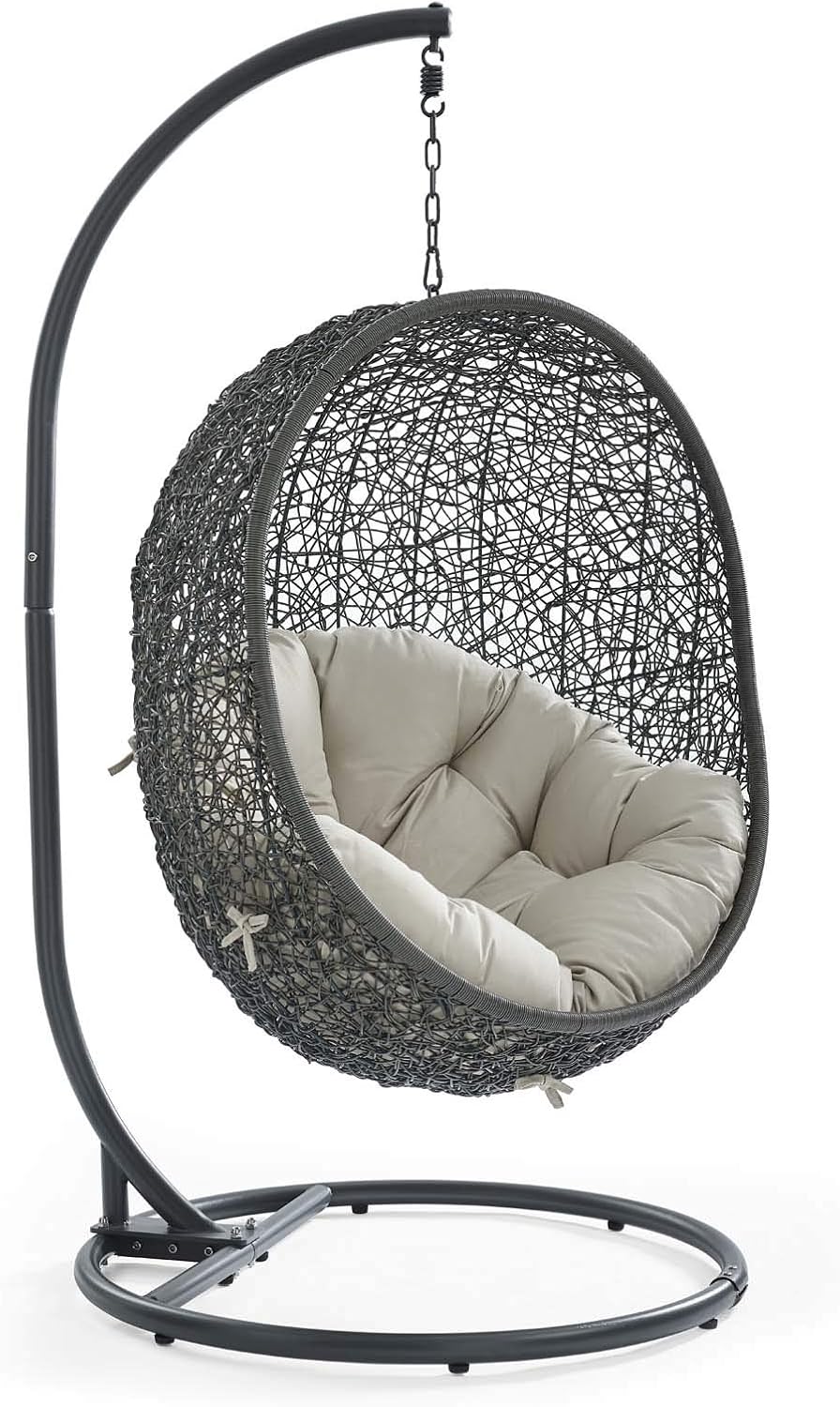 Modway Hide Outdoor Patio Swing Chair, Gray Beige