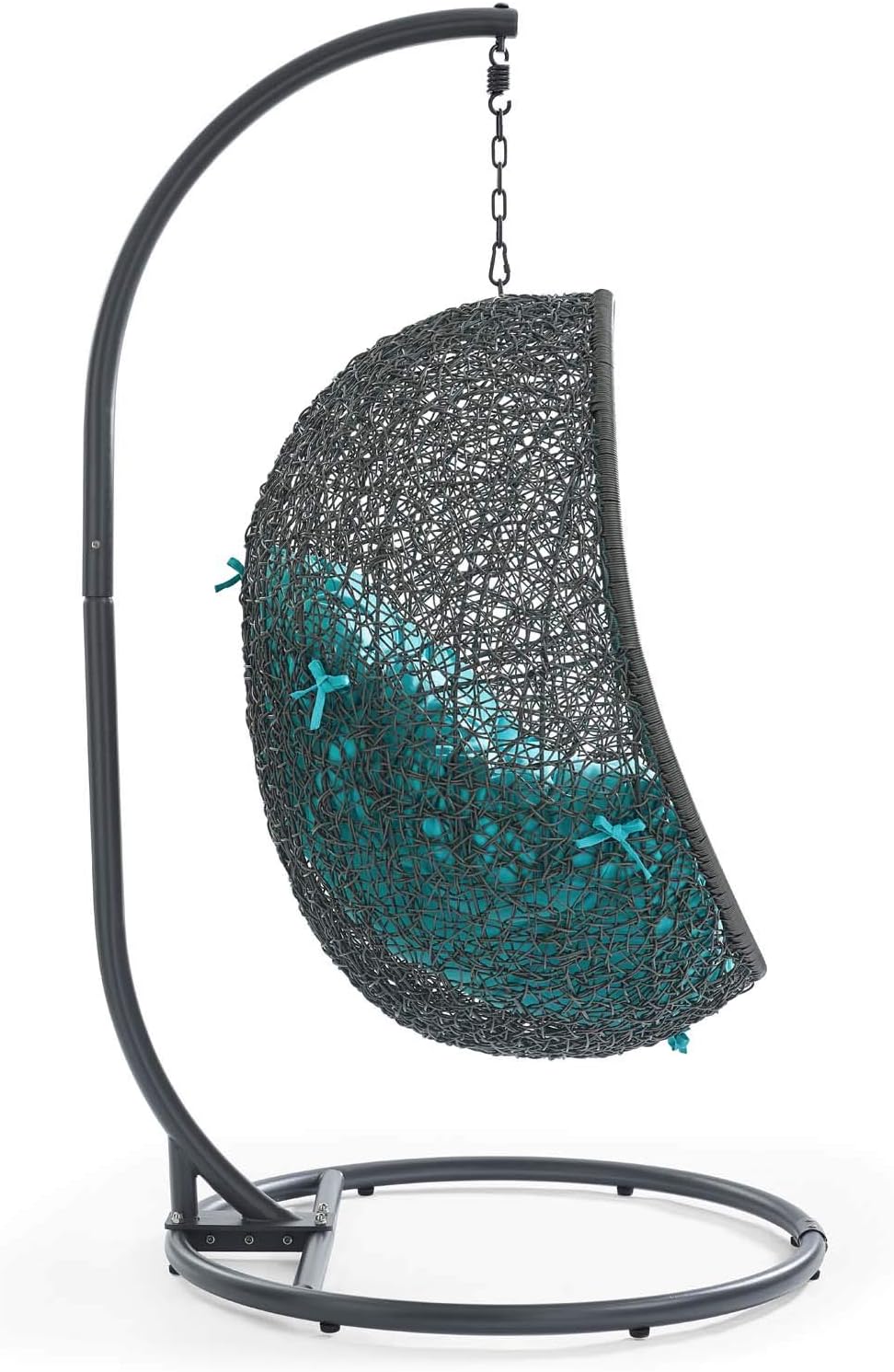 LexMod EEI-2273-GRY-TRQ Hide Outdoor Patio Swing Chair, Gray Turquoise