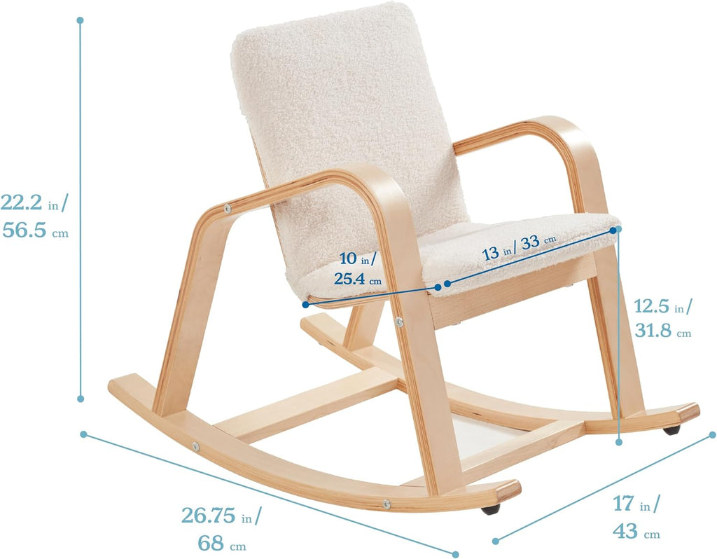 ECR4Kids Bentwood Reading Rocking Chair with Armrests and Cushion, Montessori Furniture, Natural