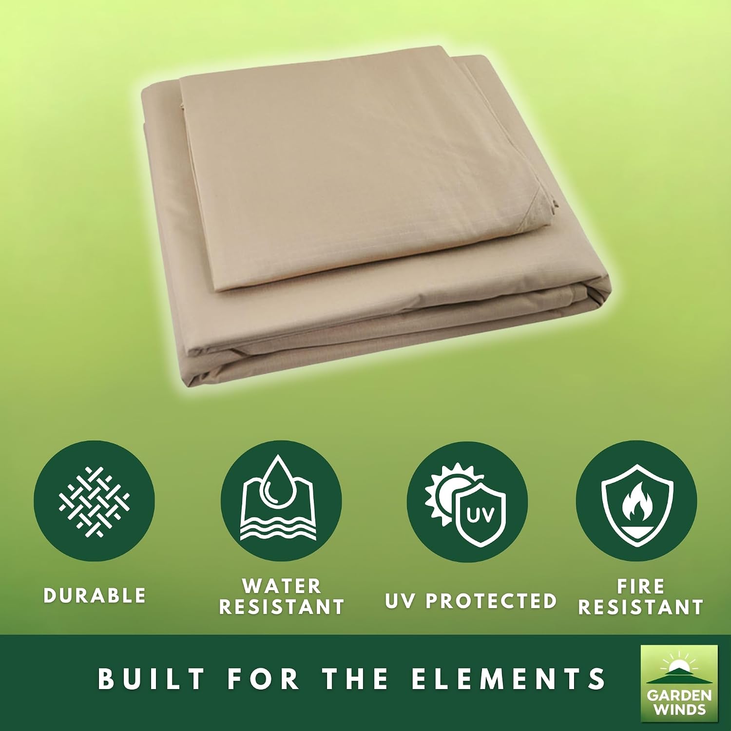 Garden Winds Reinforced RipLock 350 Replacement Canopy Top Cover Compatible with Hampton II 10' x 12' Gazebo Model L-GZ215PST-5B – Beige