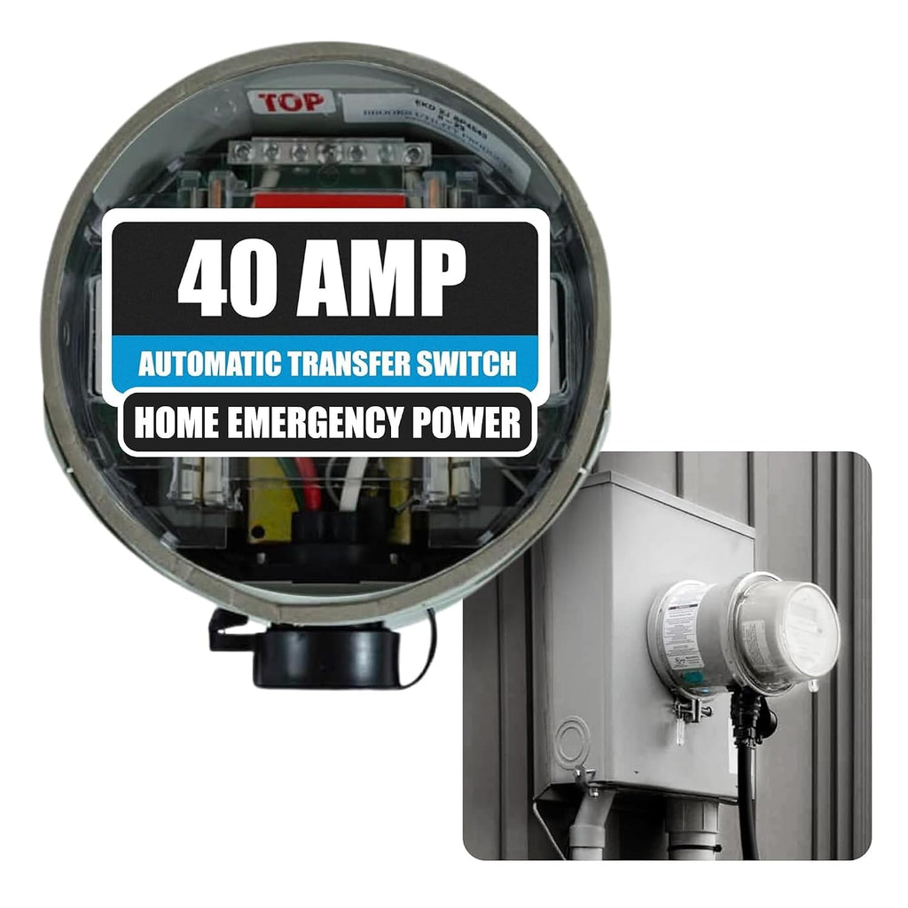 GenerLink Automatic Transfer Switch for Home Generator w/Surge Protection - Meter Mounted Transfer Switch for Portable Generators - Outdoor & Home - Fast and Easy Installation - 40AMP