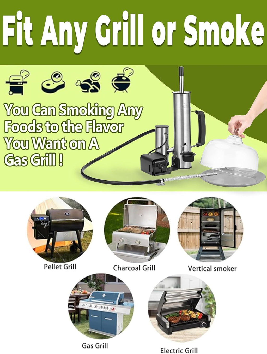 Advanced Smoke Tube for Pellet Smoker, Cold Smoker Generator for Gas Grilling, Cordless Electric Cold/Hot Smoker Generator, Bonus Magnetic Smoking Guide, Fits Any Grill - Perfect Gifts for Men/Fathers
