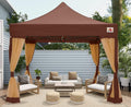 ABCCANOPY 10x10 Easy Pop Up Gazebo Canopy Tent Instant Outdoor Screen House with Netting Walls, Brown