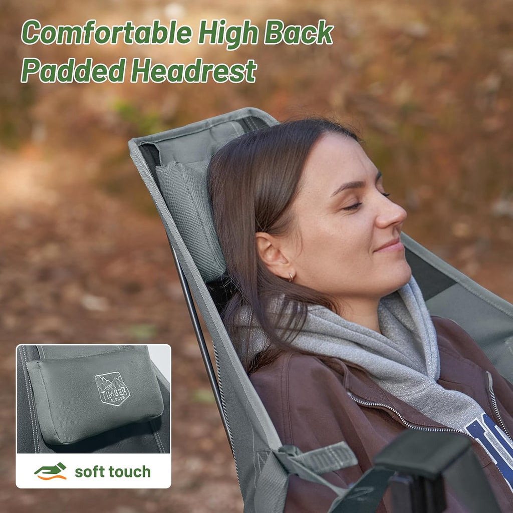 TIMBER RIDGE Hammock Camping Chair with Adjustable Backrest, Heavy Duty Folding Hammock Chair Supports 300lbs, Portable Hammock Chair for Camping, Travelling and Patio, Grey 2 Pack