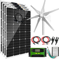 880Watts 24Volt Solar Wind Hybrid System Kit: 400W 6-Blade Wind Turbine Generator with Charge Controller,4pcs 120W Flexible Monocrystalline Solar Panel