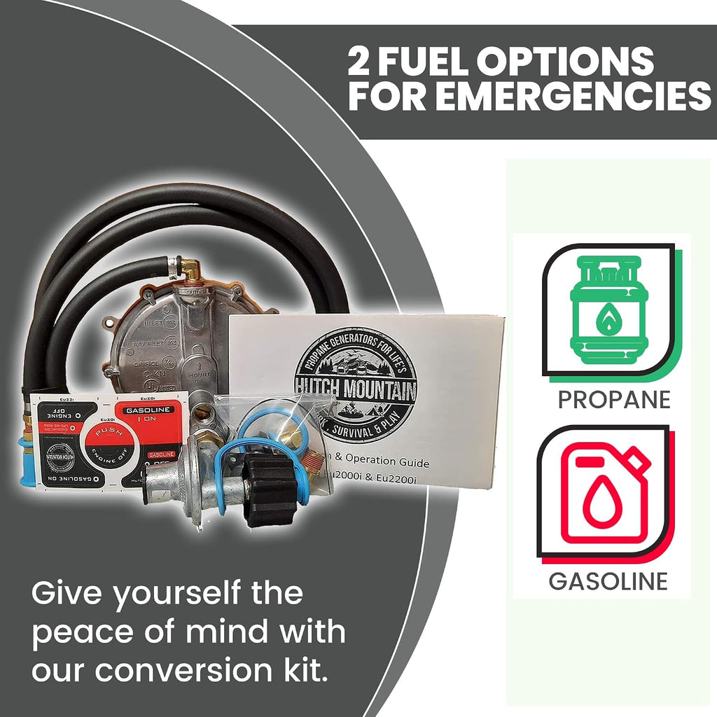Hutch Mountain Generator Propane Conversion Kit Honda EU3000is- Dual-Fuel Conversion for Propane & Gasoline - Portable Generator Backup Kit for Home Emergencies, Camping, and RVs
