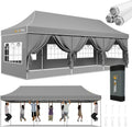 Hoteel 10x30 Pop Up Canopy Tent Heavy Duty with 8 Sidewalls, Waterproof Party Tent, Easy Set-up Commercial Instant Tents with Hand Bag, Rope & Nail, Hexagonal Leg (1-Year Warranty)