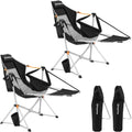 KingCamp Hammock Chair with Footrest – Heavy Duty Swinging Rocking Camping Chairs for Adults up to 400lbs, Folding Portable Oversized Rocker with Cup Holder & Pillow for Outdoor Beach Lawn RV Sports