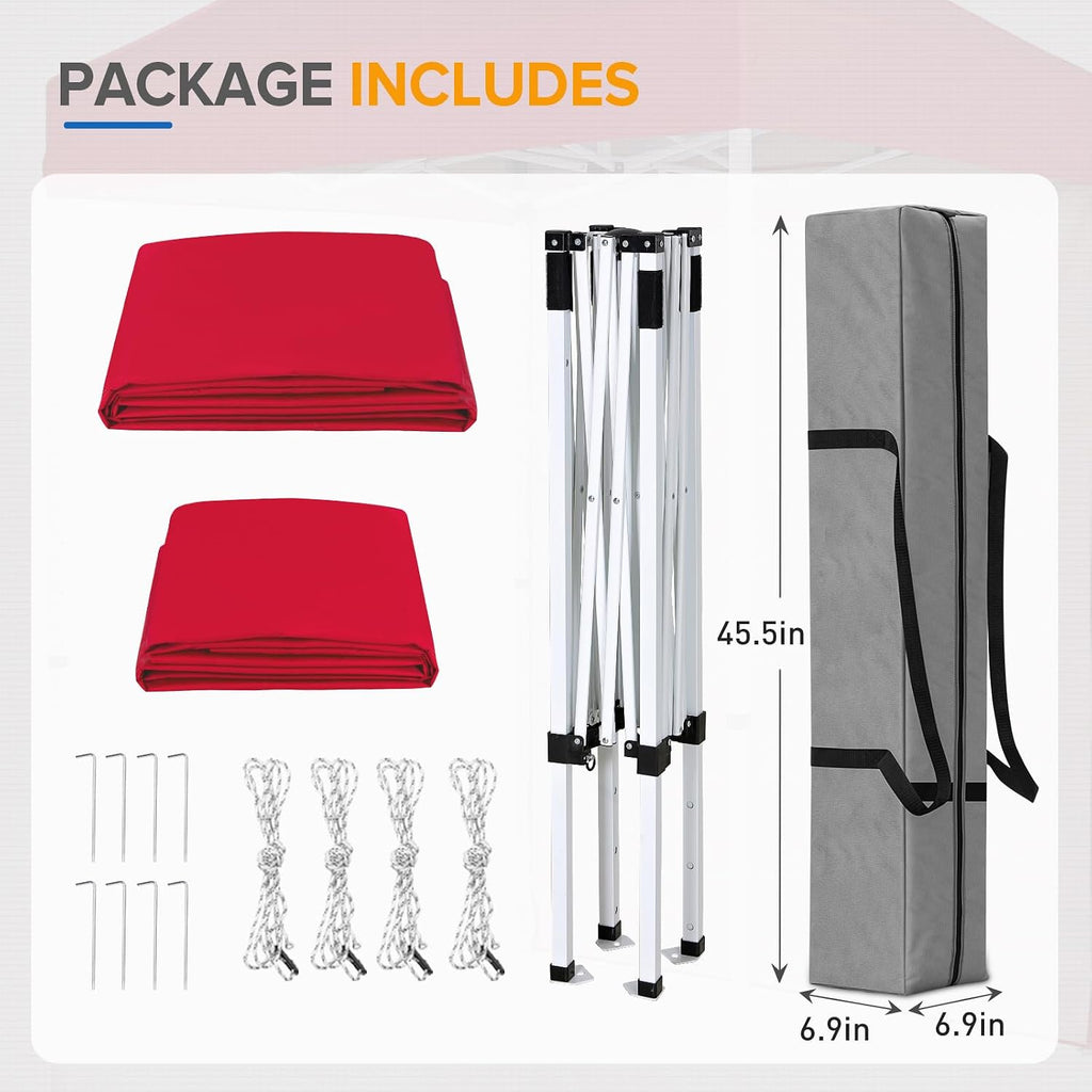 EAGLE PEAK Pop up Canopy 5x5, Outdoor Portable Canopy Tent with One Removable Sunwall, Carry Bag Included, Red