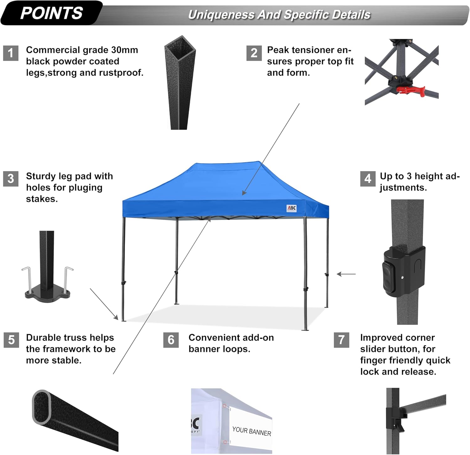ABCCANOPY Patio Pop Up Canopy Tent 8x12 Commercial-Series (Blue)