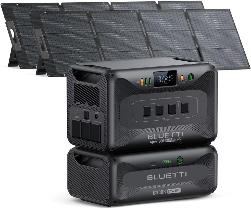 BLUETTI Apex 300 Solar Generator & B300K with 2 200W Solar Panels, 5529.6Wh LFP Battery Backup with 6 3840W AC Outlets (7680W Surge), 120V/240V Dual Voltage, Ideal for Off-Grid Living