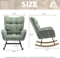 Nursery Rocking Chair Teddy Upholstered Glider Rocker Rocker Accent Chair with High Backrest Armchair Comfy Side Pocket Modern Rocking Accent Chairs for Living Room, Nursery, Office-Green
