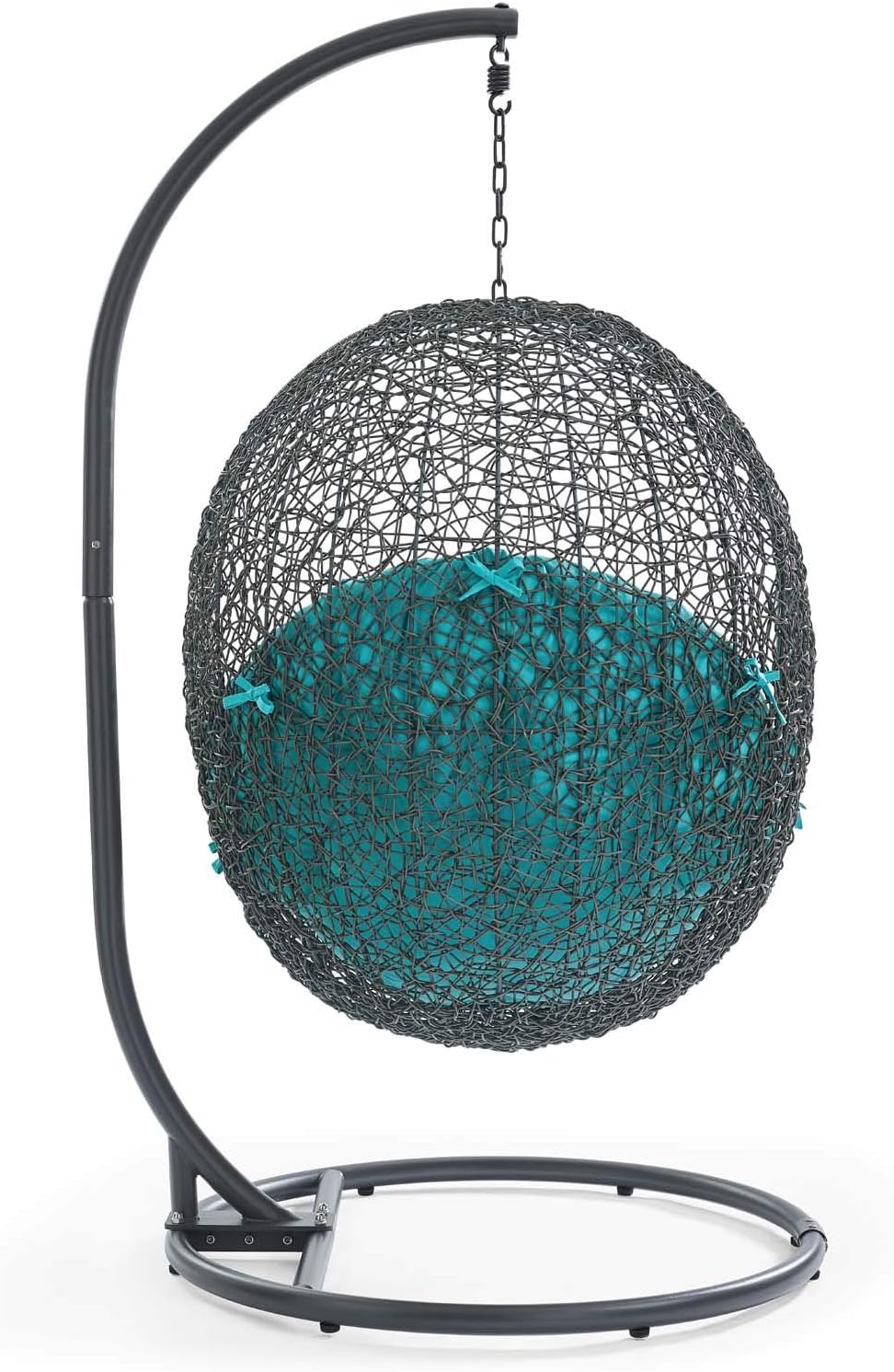 LexMod EEI-2273-GRY-TRQ Hide Outdoor Patio Swing Chair, Gray Turquoise