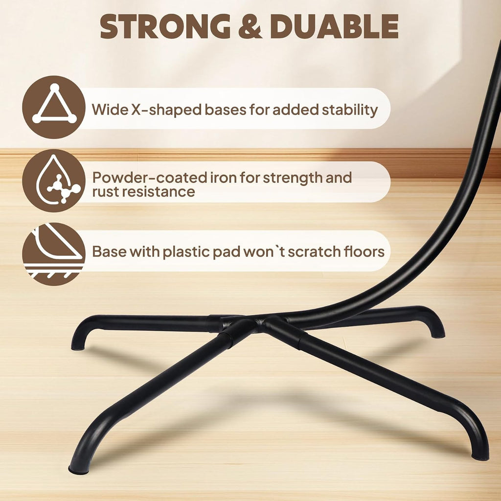 Chihee Egg Chair with Ultra Strong Stand and Cushion Foldable Wicker Rattan Hanging Chair Indoor Outdoor Patio Lounging Chair 330 lbs Capacity Balcony Porch Bedroom Garden