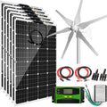 1120 Watts 24 Volt Solar Wind Hybrid System Kit: 400W 6-Blade Wind Turbine Generator with Charge Controller,6pcs 120W Flexible Monocrystalline Solar Panel,Complete System Accessories