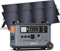 OSCAL Solar Generator 3600Wh PowerMax 6000 with 2x200W Portable Solar Panel, 120V/240V Power Station 6000W AC Outlets (9000W Peak), 2200W AC Charging/2400W Solar Charging, Home Battery Backup