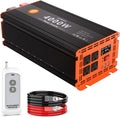 4000 Watt Power Inverter 12V DC to 110V/120V AC Converter Peak Power 8000W Car Inverter with LCD Display 4 AC Outlets, 2 USB & Type-C Port for RV,Truck,Off-Grid Solar System with Remote Controller