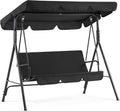 MCombo 2-3 Person Outdoor Patio Swing Chair, Convertible Canopy Hanging Swing Glider Lounge Chair, Removable Cushions, 4003 (Black)
