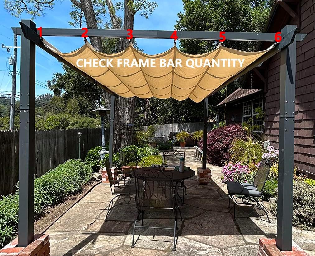 Pergola Shade Cover Replacement Canopy Top Compatible with 10 X 13 ft 6-Bar Pergola Frames - Beige (Canopy Size 116' W x 135' L, Canopy Top Only)