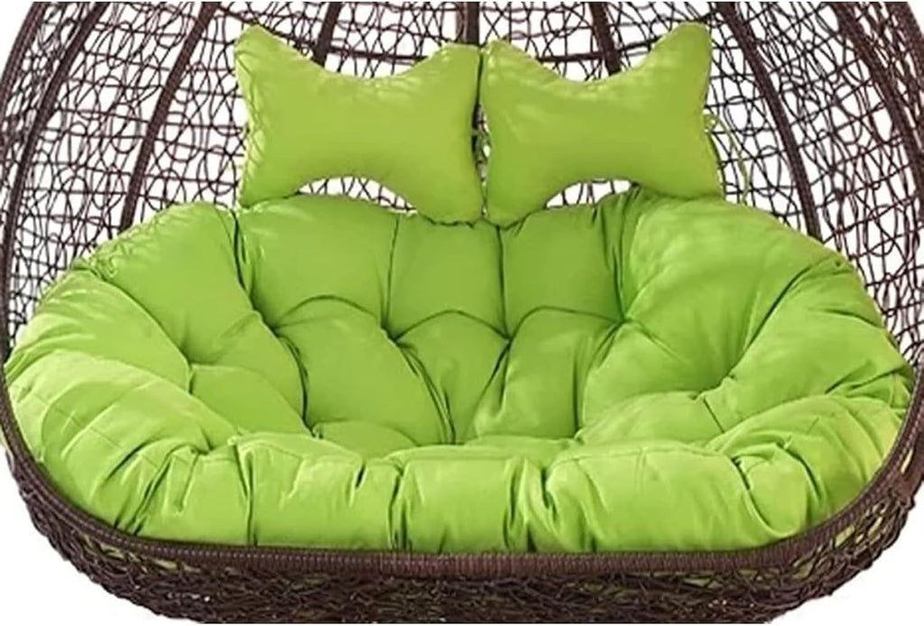 2 Person Egg Chair Cushion Replacement, Double Hanging Rattan Chair Cushion, Hanging Rocking Chair with 2 Adjustable Headrests, Hanging Mattress for Patio Garden Furniture(A)
