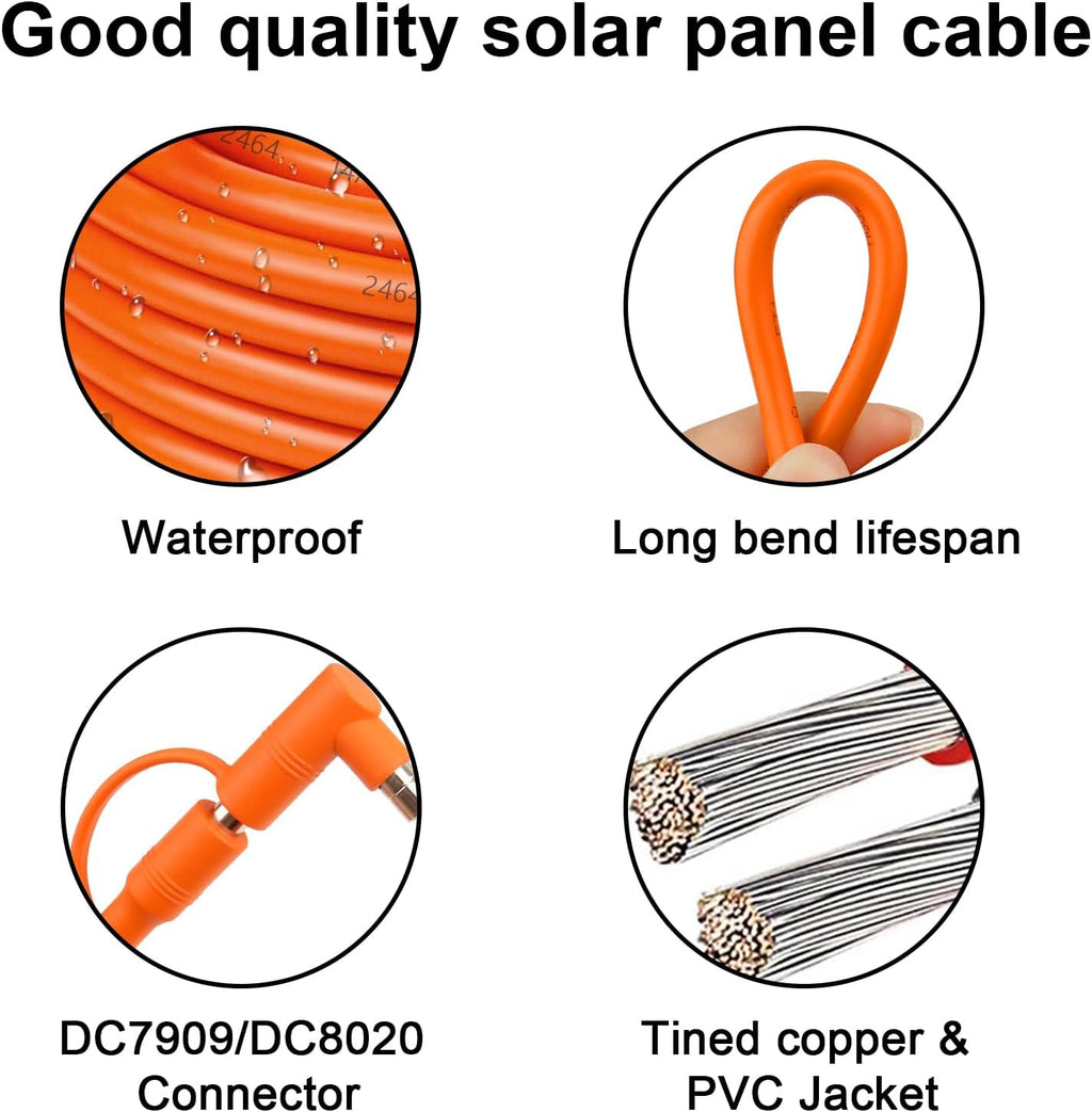 100FT 14AWG DC7909 Solar Panel Extension Cable Compatible with Jackery Solar Generator,Solar Charging Cord Female to Male with DC8020 Adapter Suit for Gz Yeti Anker Jackery Portable Power Station