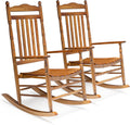 VINGLI Wooden Rocking Chair Outdoor Set of 2, Patio Rockers with High Back, Support 450 LBS Rocking Chairs, for Porch, Patio, Balcony, Garden, Yard (Oak, 2 PCS)