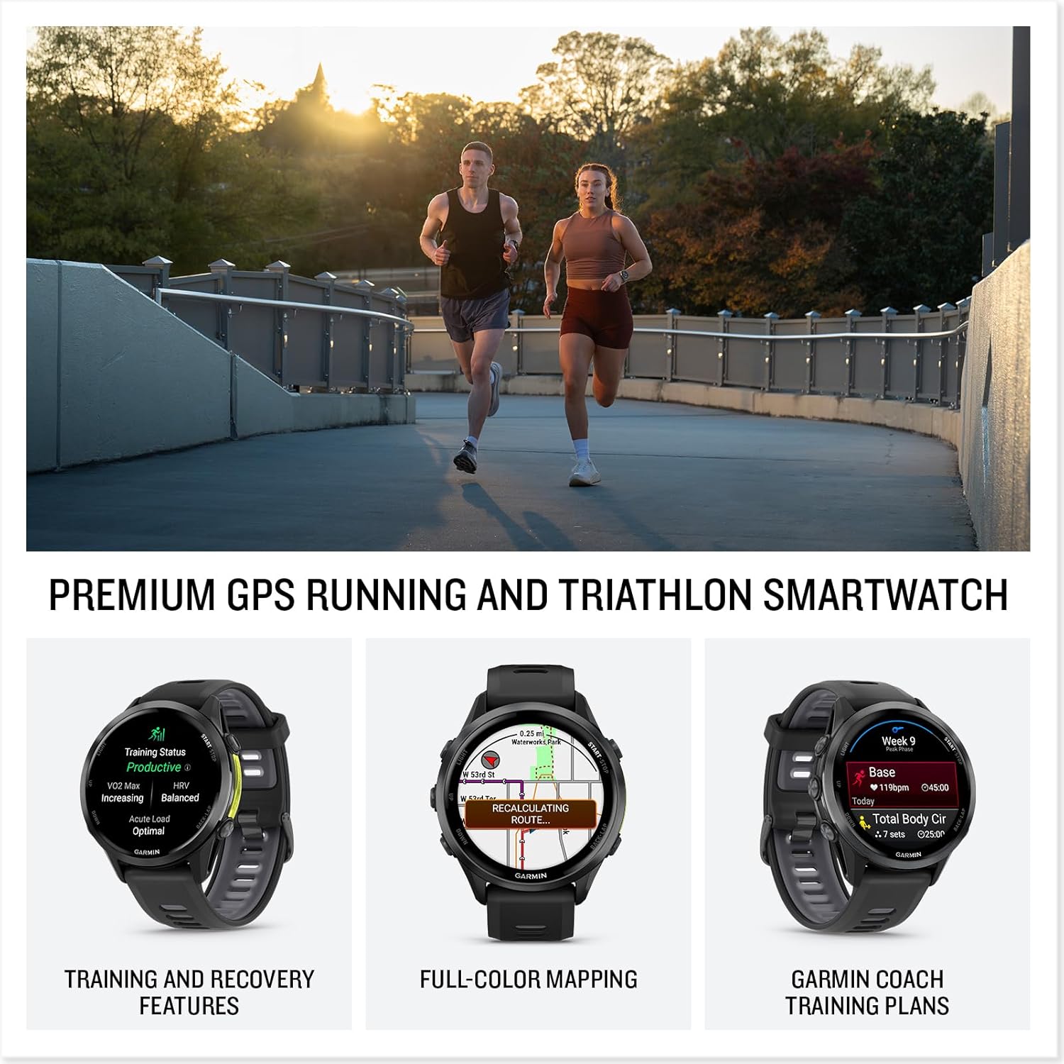 Garmin Forerunner 970 (Carbon Gray DLC Titanium/Translucent Black) Premium GPS Running & Triathlon Smartwatch - Bundle with PlayBetter Wireless Earbuds & HD Screen Protectors