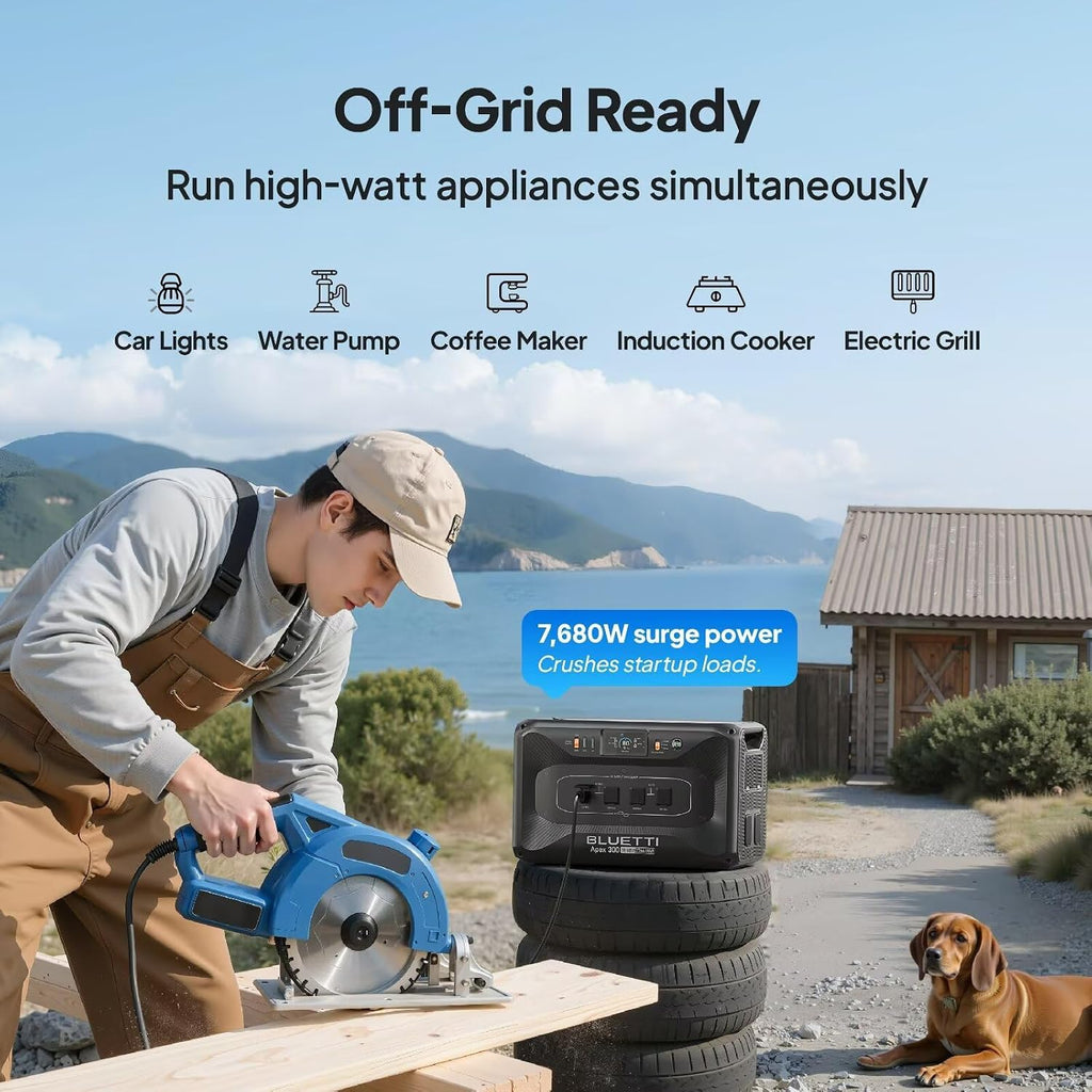 BLUETTI Apex 300 Solar Generator & B300K with 2 200W Solar Panels, 5529.6Wh LFP Battery Backup with 6 3840W AC Outlets (7680W Surge), 120V/240V Dual Voltage, Ideal for Off-Grid Living