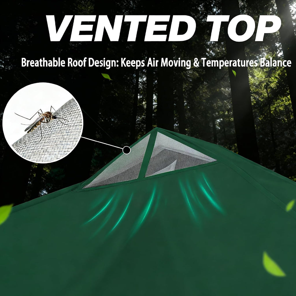SANWAY 10x10 Pop Up Canopy Tent with Sidewalls x 4 – Easy Setup Canopy Tent, Waterproof, UV-Resistant, Portable with Carry Bag for Outdoor Events, Camping, and Backyard Parties – Dark Green