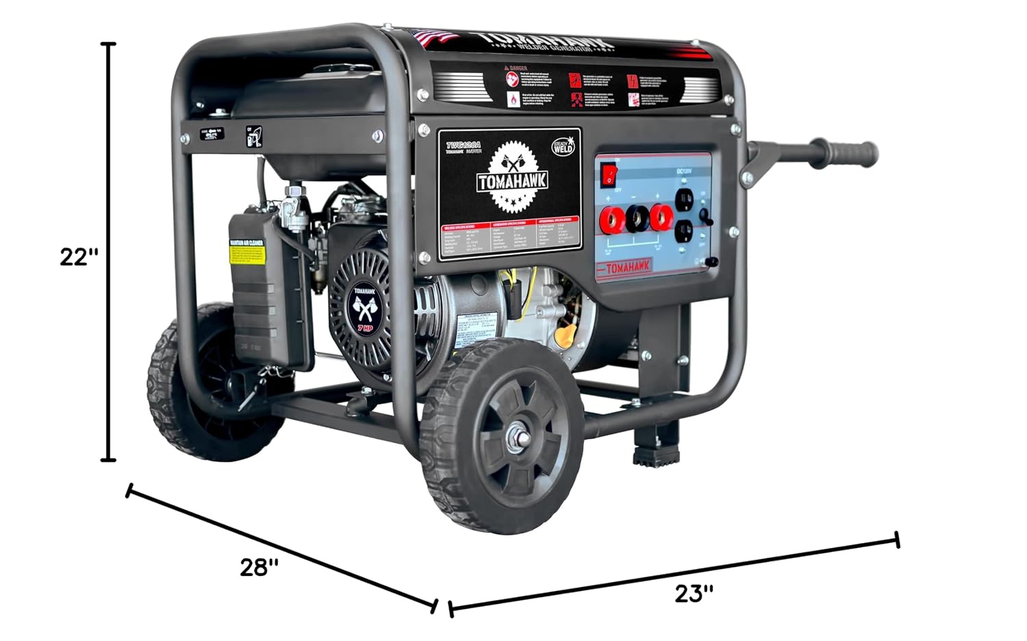 TOMAHAWK Welder Generator Stick Welder Engine Driven 120 Amp 7 HP Gasoline Portable 2,200 Watt Quiet Inverter Generator Engine