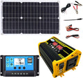 4000W 12V to 110V/220V Solar System Combination Inverter Solar Panel Kit Solar Generator Home Grid System 30A Controller + 18w12v Solar Panel (Color : Black, Size : 12V-220V)