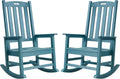 Psilvam Oversized Outdoor Rocking Chair Set of 2, Porch Rocker with 21' Wide Seat and 32' Tall Backrest, Pre-Assembled with Most Components for Effortless Installation (Blue)