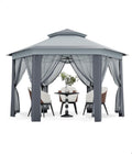 Hipicute 13 x 13 Ft Pop Up Hexagonal Gazebo, Outdoor Canopy Shelter, Pop up Gazebos Tent with Netting and Strong Steel Frame for Patio Lawn Backyard and Deck - Gray
