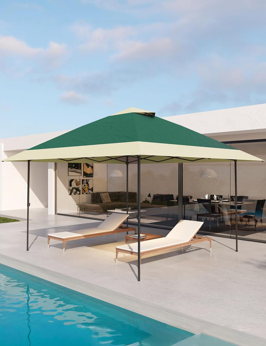 KYBOLT 12x12 Pop Up Gazebo Outdoor Canopy Shelter with 4 Stanbags, 8 Stakes Instant Gazebo Tent for Lawn, Garden, Backyard Deck (Olive Green + Taupe)