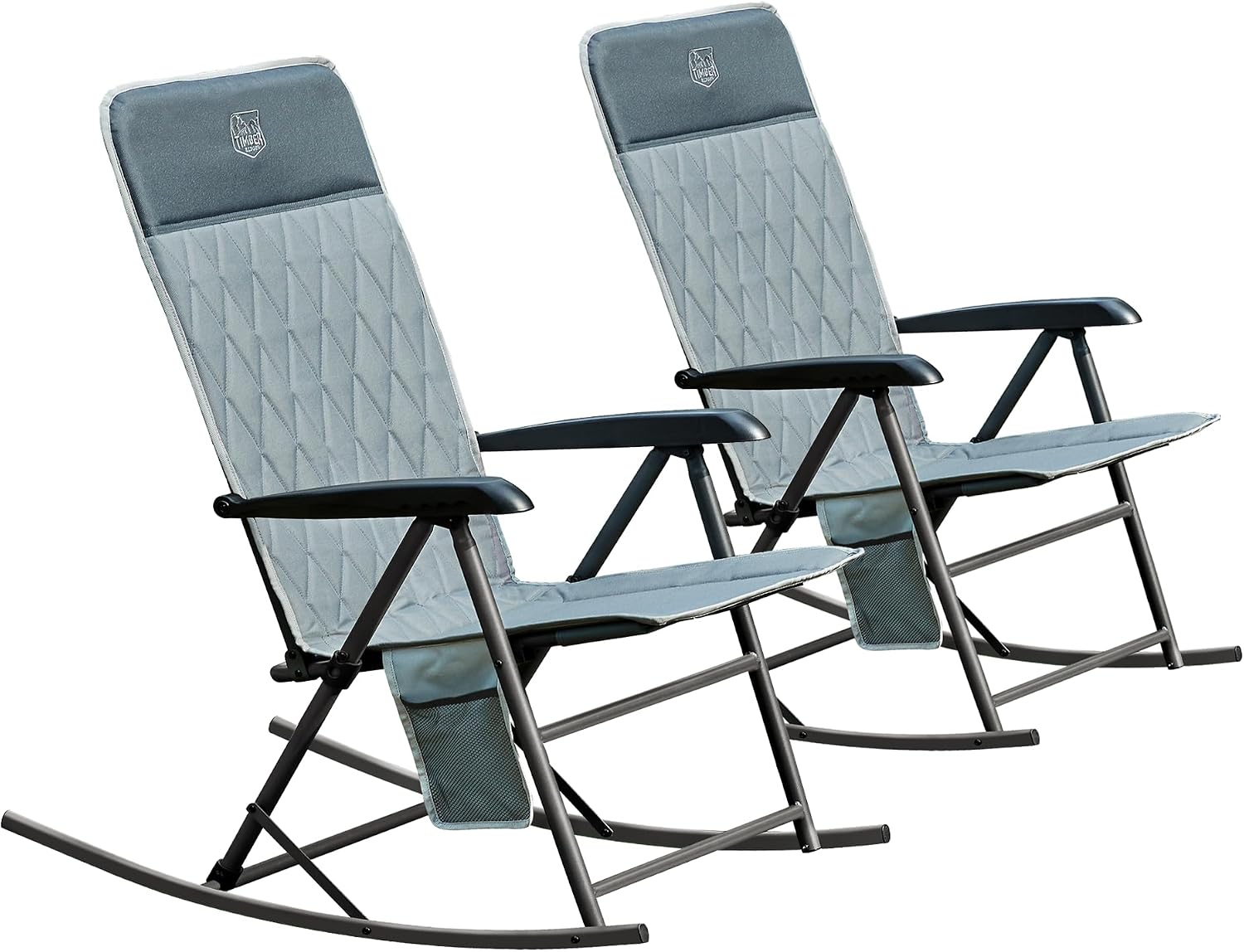 Timber Ridge 3-Level Adjustable Rocking Camping Chair, Ergonomic Padded High Back, Supports 300 LBS, Stable Anti-Tip Rocker, Hard Armrests for Easy Standing, Portable for Patio, Lawn & Tailgating