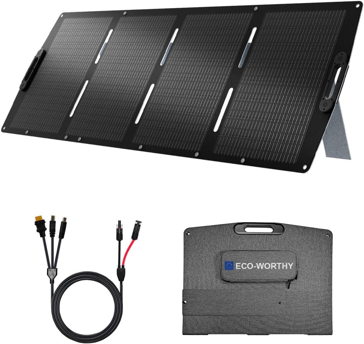 ECO-WORTHY 200W Portable Solar Panel for Power Stations,IP65 Waterproof & Lightweight with Adjustable Kickstand,23% High Efficiency Foldable Solar Panel for Outdoor RV Camping Off Grid Emergency