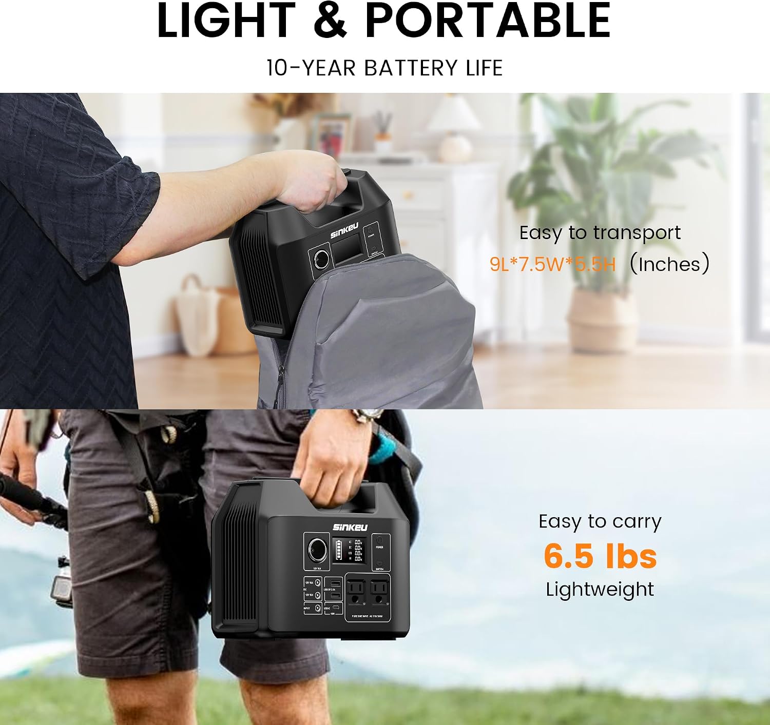 SinKeu Portable Power Station 80000mAh, 256Wh LiFePO4 Battery Backup,300W AC Outlets, Solar Generator for Hurricane Emergency Outdoor Camping RVs Home