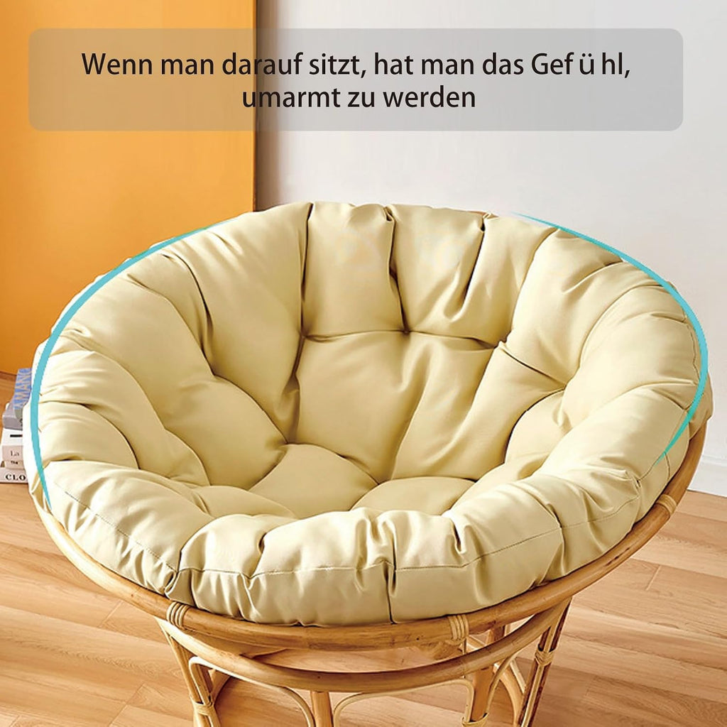 Indoor Outdoor Waterproof Papasan Chair Cushion Egg Chair Cushion Hanging Chair Cushion Patio Chair Mat for Rocking Chair Seats(Cream Color,140 * 140cm)