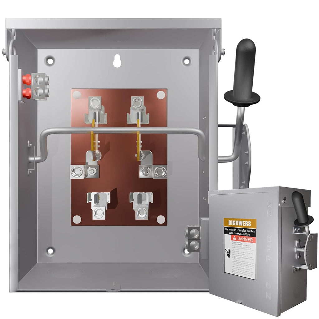 200 Amp 2P/3P Manual Generator Transfer Switch, Heavy Duty 48000W General Double-Throw Safety Switches, 120/240 Volt Transfer Switch for Home Generator Indoor & Outdoor (11.9' x 7.9' x 15.95')