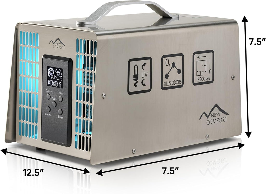 SS12000 Ozone Generator Purifier with Adjustable & Auto Shutdown Timer – Ozone Odor Removal for Large Spaces & Industrial Use – Smoke Odor Eliminator for Homes, Offices & Commercial Areas