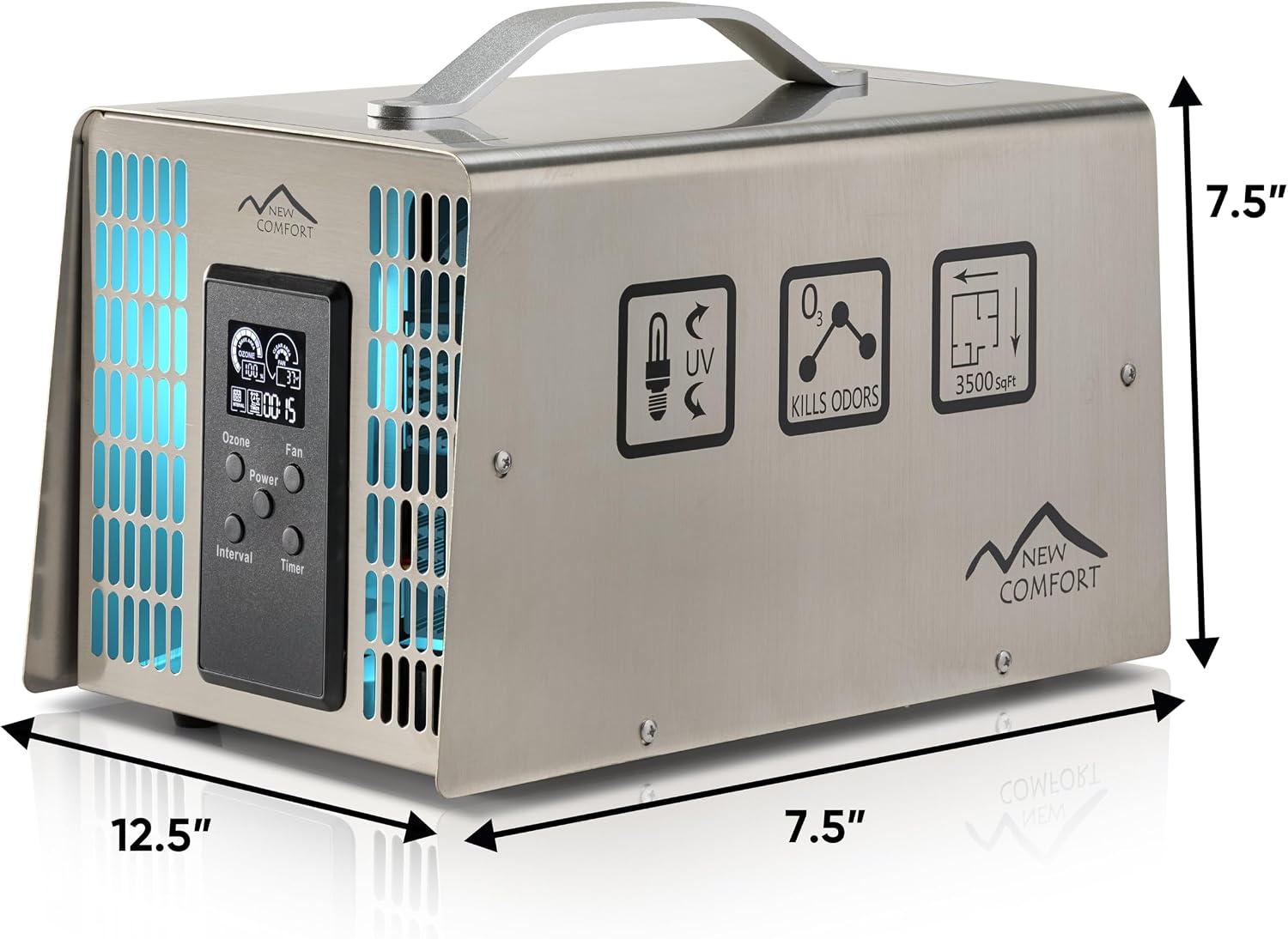SS12000 Ozone Generator Purifier with Adjustable & Auto Shutdown Timer – Ozone Odor Removal for Large Spaces & Industrial Use – Smoke Odor Eliminator for Homes, Offices & Commercial Areas