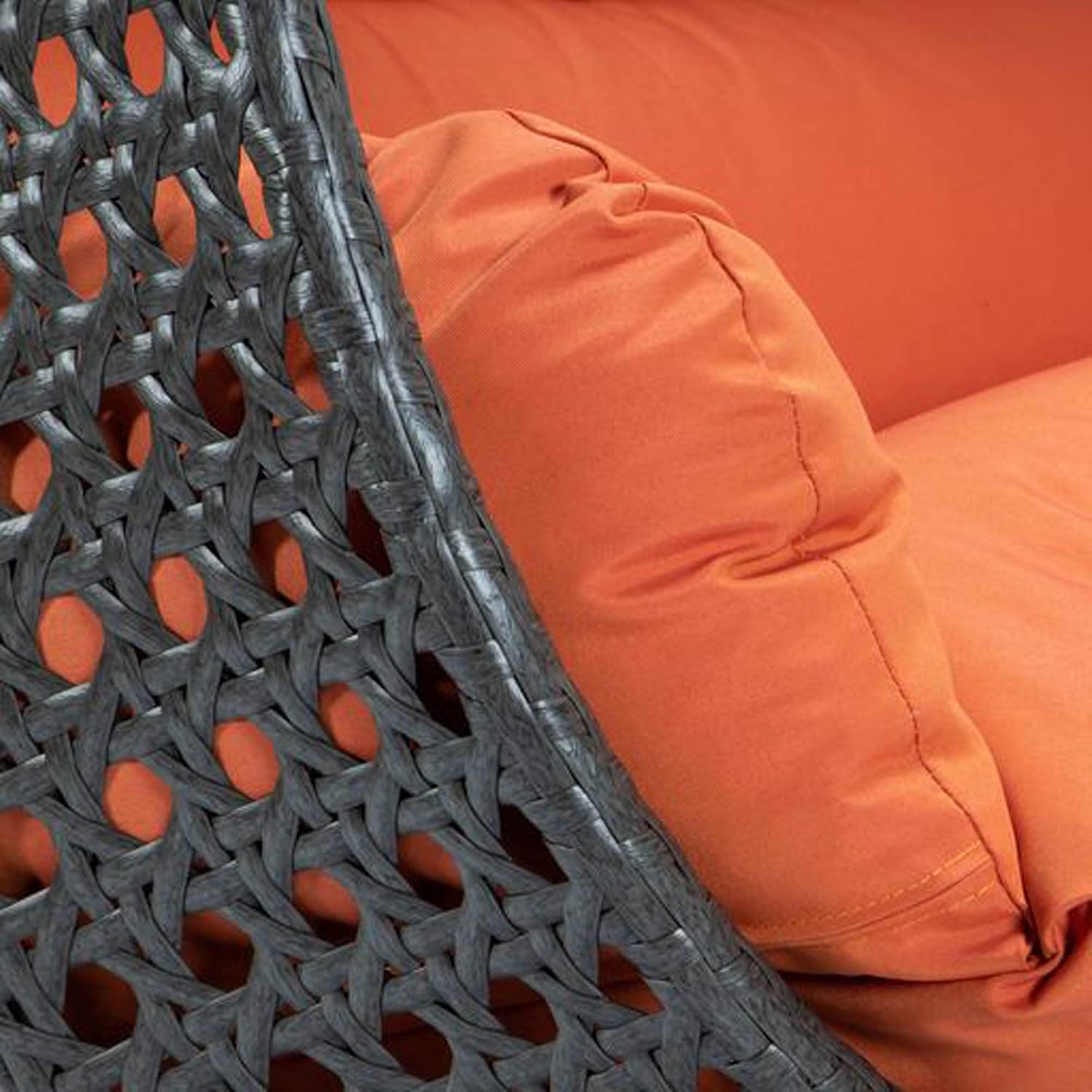 LeisureMod 2 Person Wicker Hanging Egg Chair, Indoor Outdoor Patio Swing with Black Stand & UV-Resistant Cushions, Lounge Chair for Bedroom & Garden, Orange