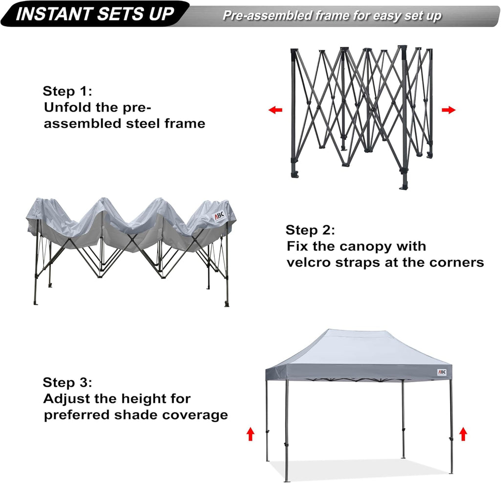 ABCCANOPY Patio Pop Up Canopy Tent 8x12 Commercial-Series (Gray)