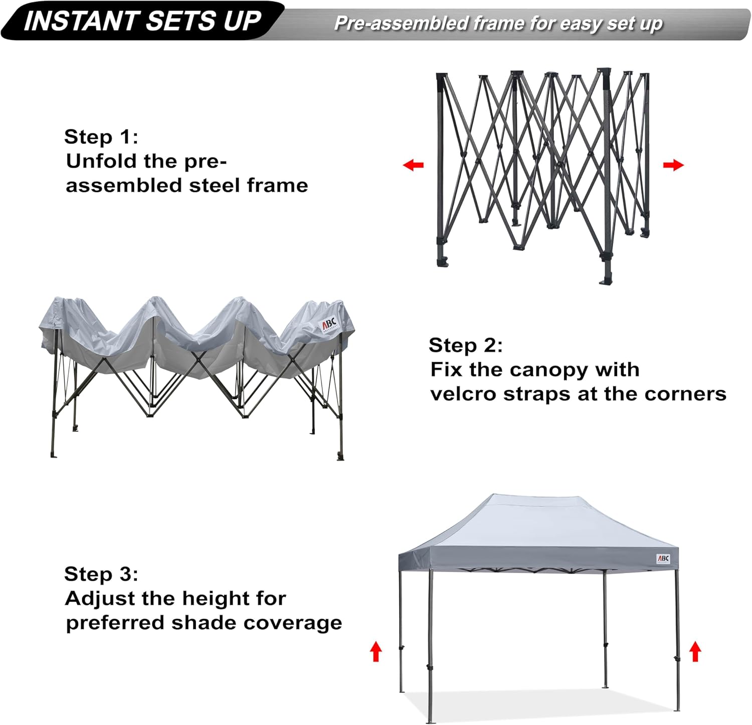 ABCCANOPY Patio Pop Up Canopy Tent 8x12 Commercial-Series (Gray)