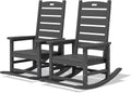 SERWALL Outdoor Rocking Chair Set of 2, Oversized Rocking Chair with Footboard for Adults, HDPE All Weather Resistant Rocking Chairs for Patio, 350lbs Weight Capacity, Gray
