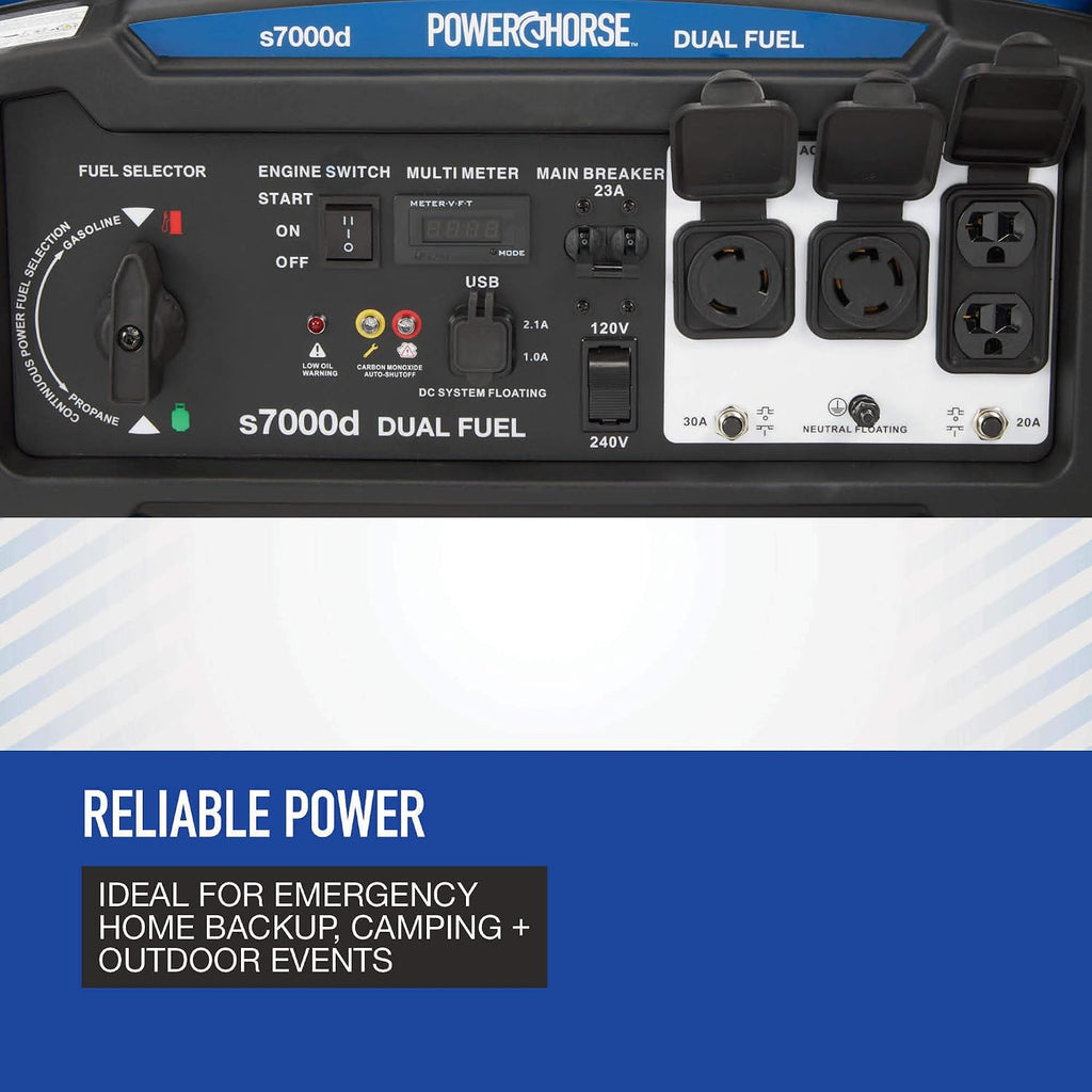 Powerhorse Portable Generator with Electric Start, 7000 Watts
