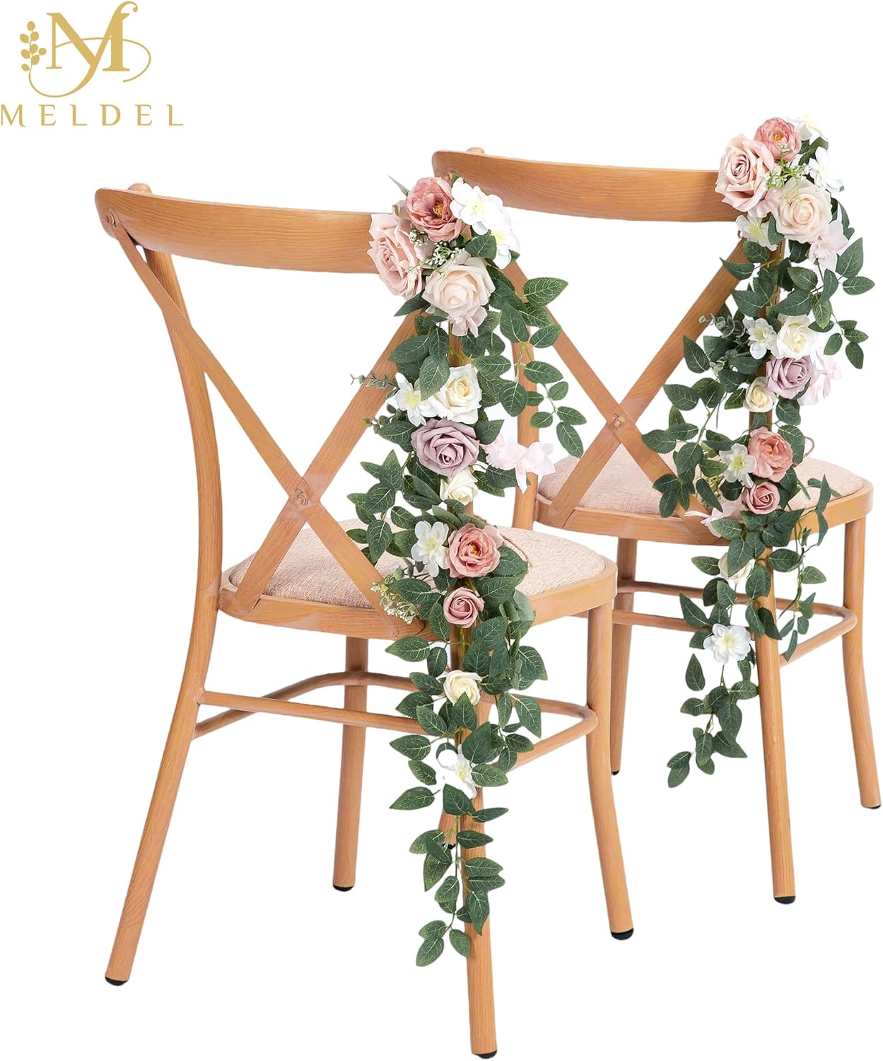 10pcs Wedding Chair Decorations Aisle Floral Swag Artificial Pew Flowers Hanging Garland White & Pink for Ceremony Reception Church Rose Floral Faux Arrangement Party Outdoor Garden Decor