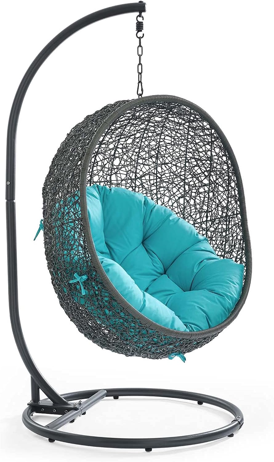 LexMod EEI-2273-GRY-TRQ Hide Outdoor Patio Swing Chair, Gray Turquoise