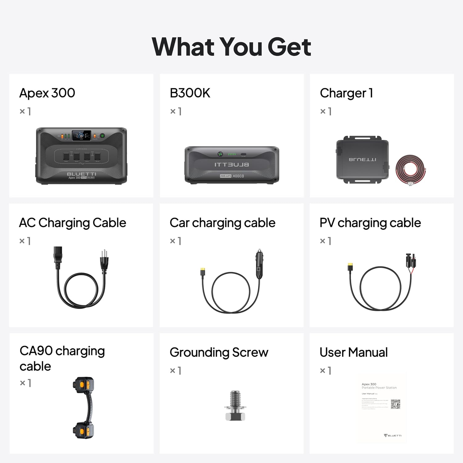 BLUETTI Portable Power Station Apex 300 & B300K & Charger 1 (560W Alternator Charger), 5529.6Wh LFP Battery Backup with 6 3840W AC Outlets, On-the-Go Recharging, for Camping, RV Life (2025 New)
